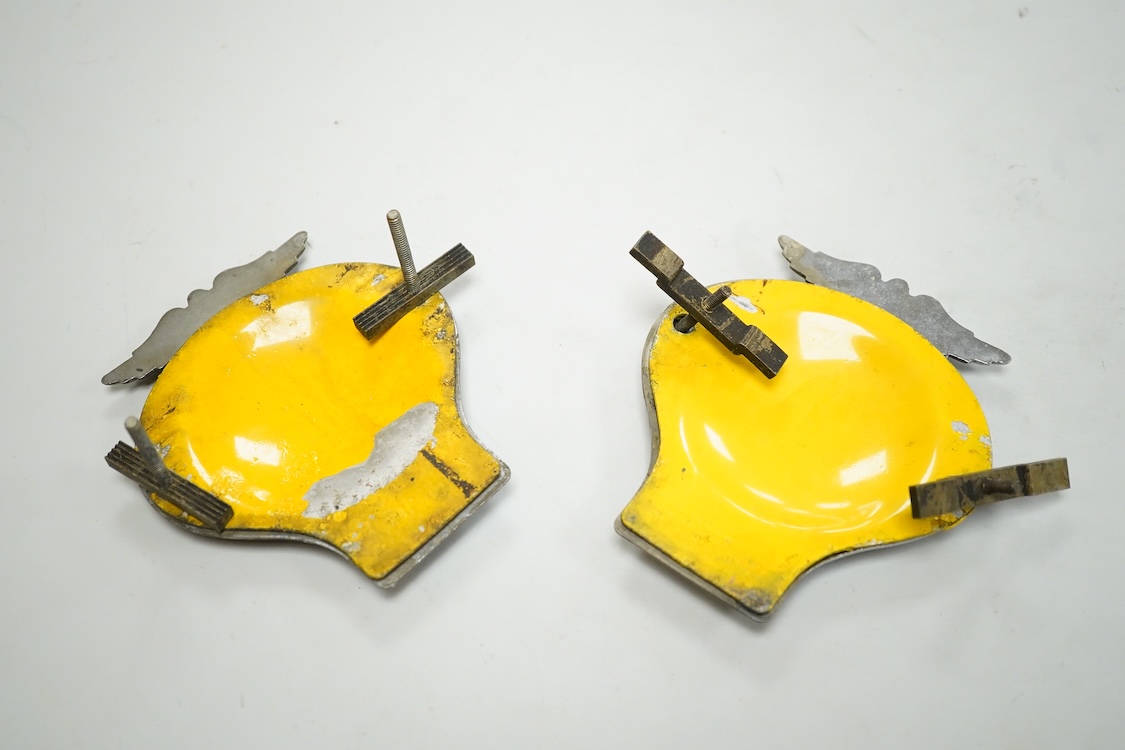 Two vintage AA chrome car badges